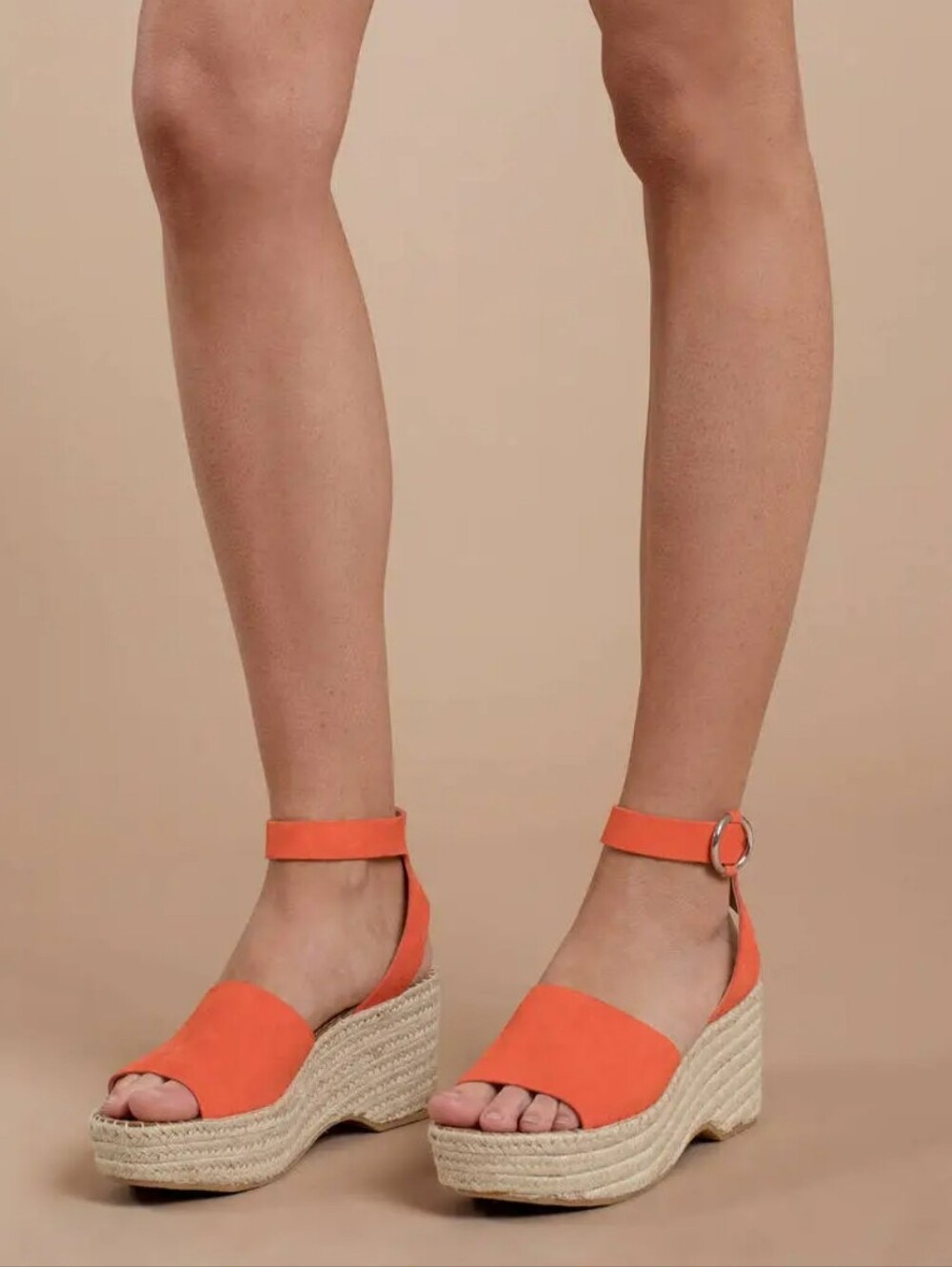 Dolce Vita Lesly Orange Suede Espadrille Platform Wedge Sandals Size 7